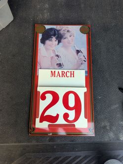 Vintage 1981 Dated Metal Coca Cola Perpetual Calendar Advertising Sign ~17" x 9"