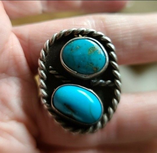 Men's Vintage Native American Sterling Silver Turquoise Ring Sz 9 15g Unisex