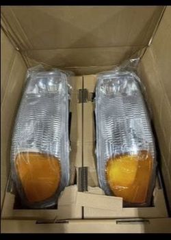 New Chrome Amber Headlights HL-0154P-AMCH-OE