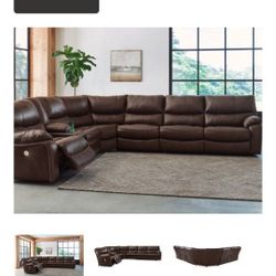 Dark Brown Leather Sec. Couch