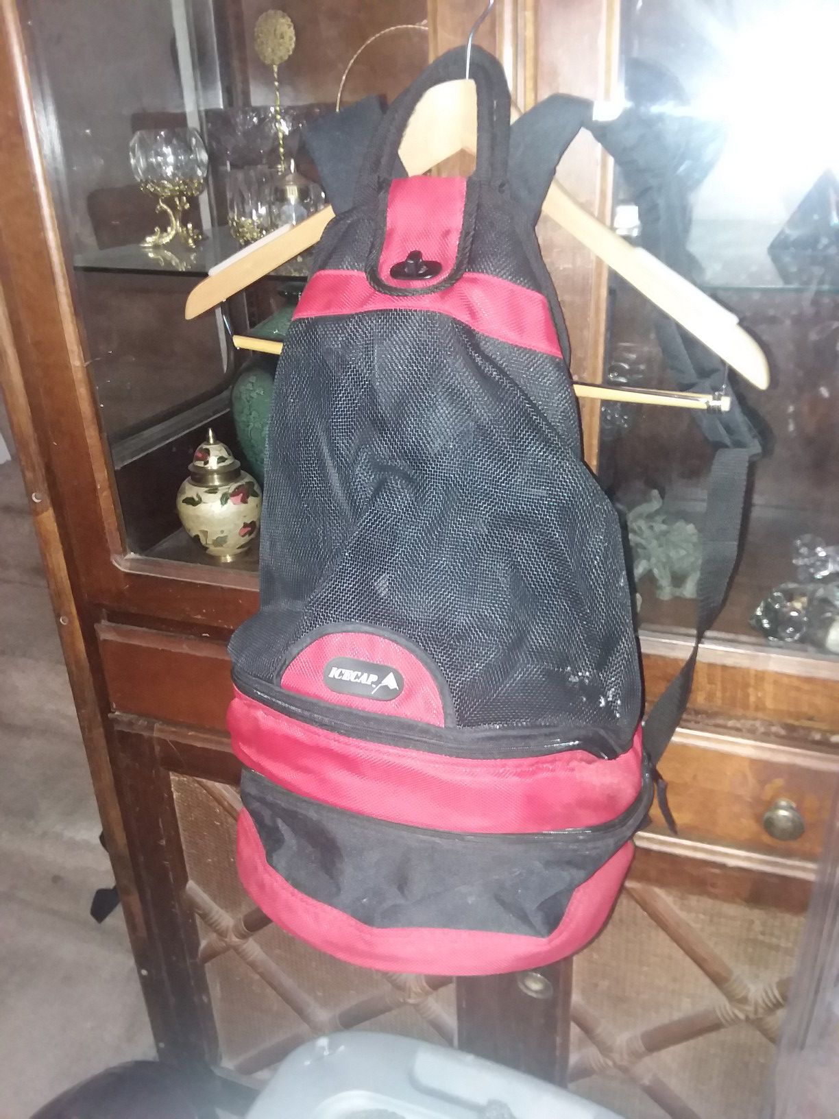 Icecap 3 Compartment Backpack Cooler Red & Black Hiking /Camping Travel Sack