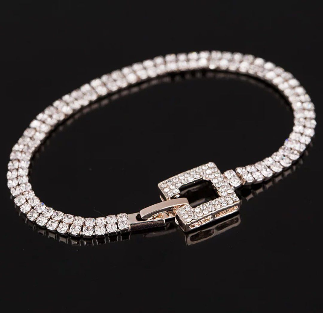 $10 new 7.5 in silver plated CZ bracelet