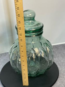 Green Glass Pumpkin Jar with Lid