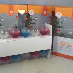 Set Of 4 New (in Box) Globe String Lights, Indoor/outdoor.  10 Lights Per Set.