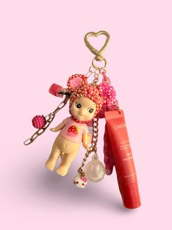 Strawberry Love Bedazzled Lipgloss Bag Charm