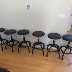 Set Of 6 Swivel, Height Adjustable Bar Stools