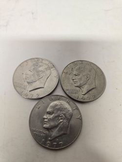 1972 United States Eisenhower dollar, a circulating coin with a portrait of President Dwight D. Eisenhower Not silver 3 total