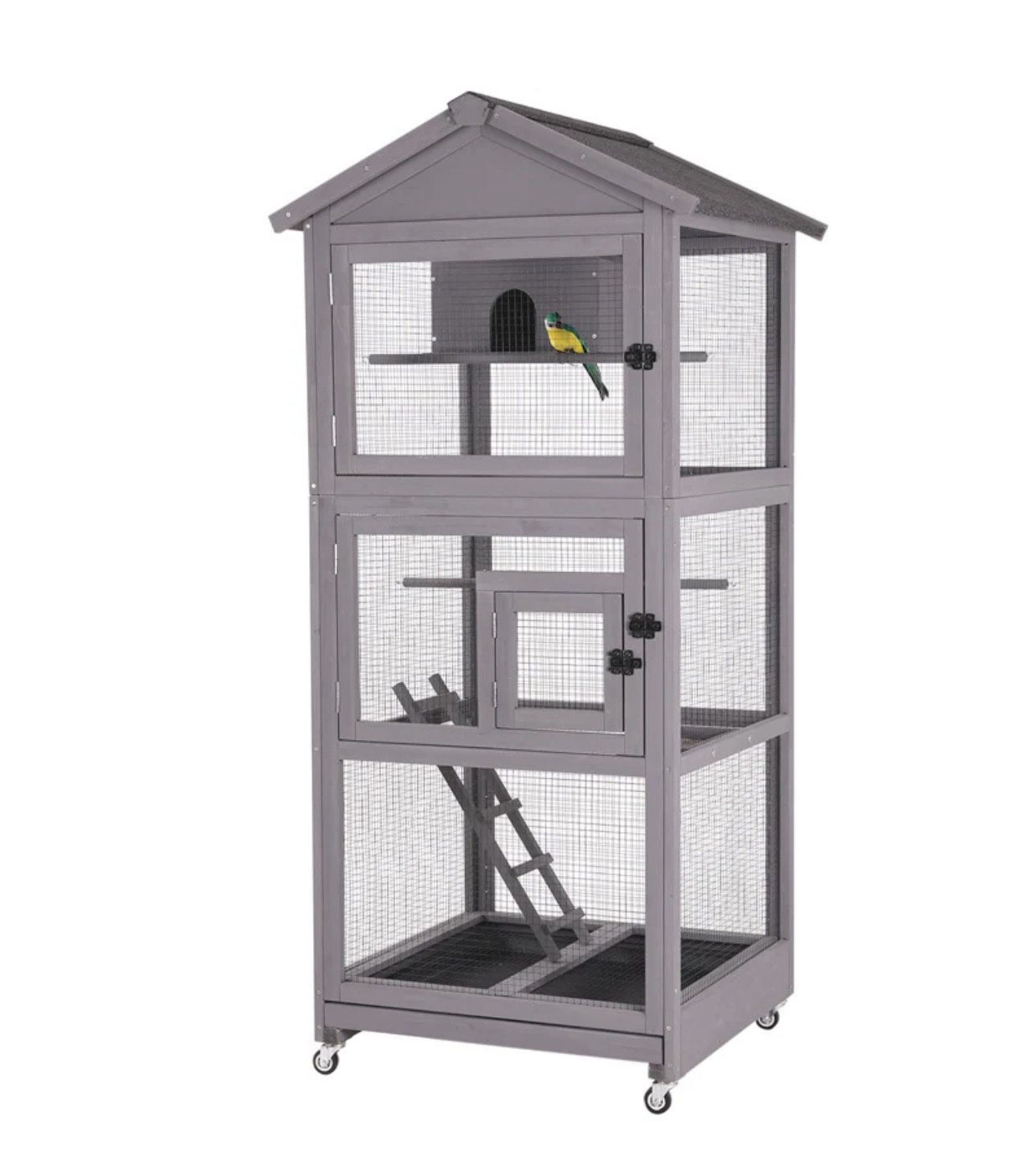 Aivituvin-AIR42 Wooden Large Bird Cage on Wheels