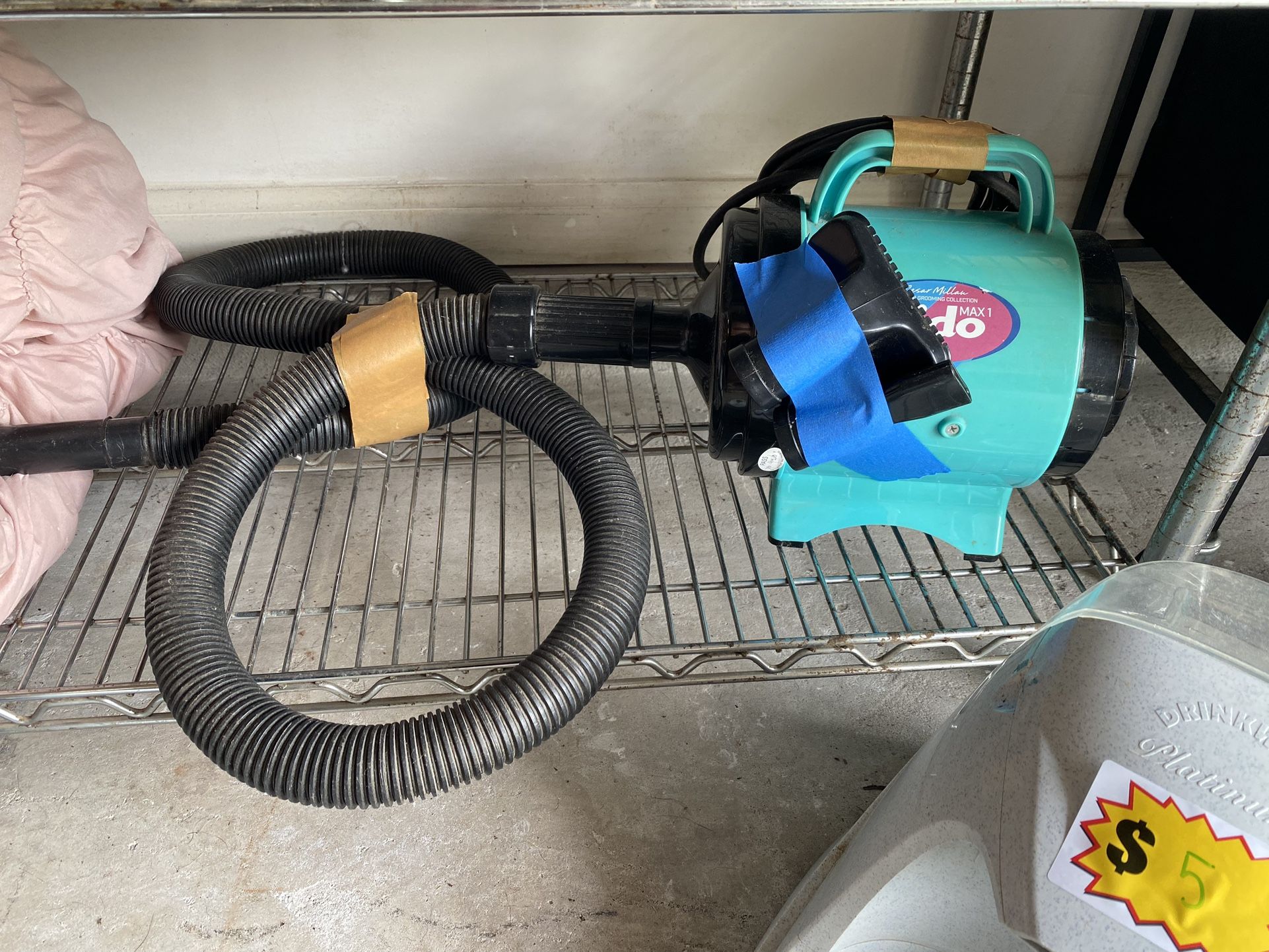 Pet Dryer Premier Grooming Collection with 6-Foot Hose and 2 Grooming Nozzles (Blue)