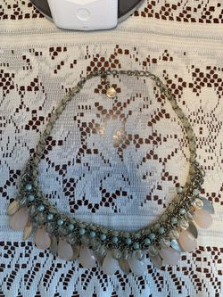 Teal Pink Beaded Necklace