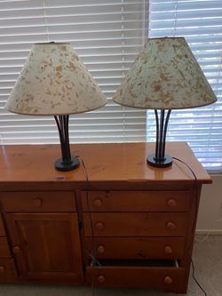 Pair of Table Lamps with Textured Shades