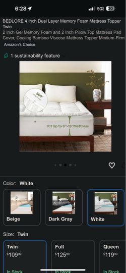 BEDLORE 4 Inch Dual Layer Memory Foam Mattress Topper