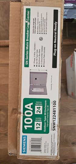 Siemens
SN Series 100 Amp 12-Space 24-Circuit Outdoor Main Breaker Plug-On Neutral Load Center