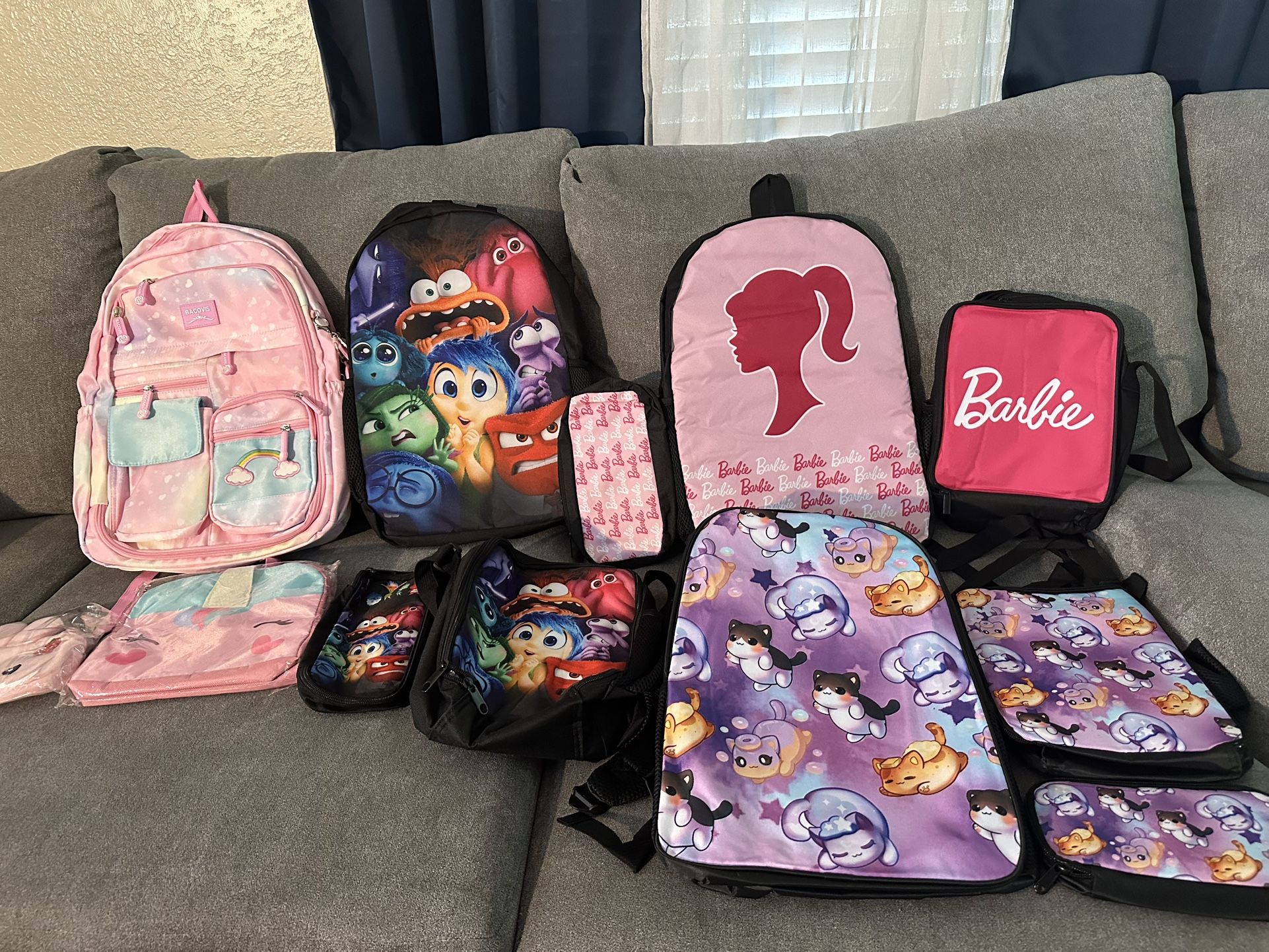 New girls, three-piece backpack sets
