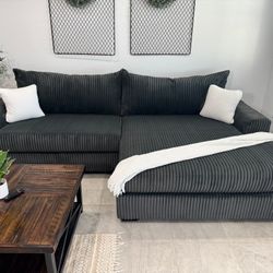 Dark Grey Fog Sectional Couch W/ Reversible Chaise 