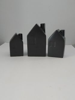 Hearth & Hand Stoneware Black Magnolia House Shaped Bud Vases - Modern Farmhouse - Set of 3 