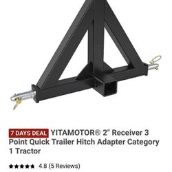 YITAMOTOR® 2" Receiver 3 Point Quick Trailer Hitch Adapter Category 1 Tractor