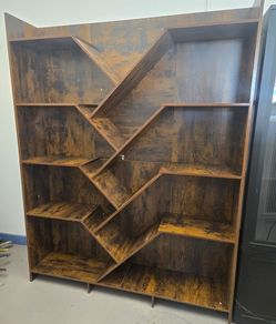 Rustic Brown Geometric Bookshelf