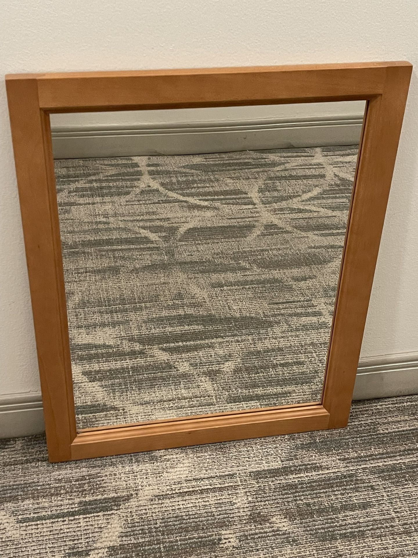 Moderately Heavy (approx. 12 lbs.) Rectangular (27.5"H x 22"W) WOOD-FRAMED WALL MIRROR - posted price is firm.