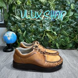SAS Bout Time Brown Pebble Leather Orthopedic Walking Shoes Men's Size 9.5 M