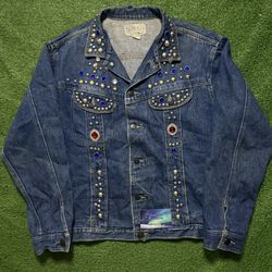 Vintage Bedazzled Jean Jacket Large 