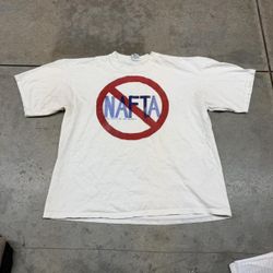 vintage nafta political white made in usa shirt size large