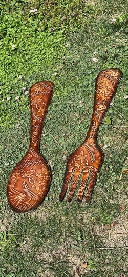 Large metal Fork Spoon set