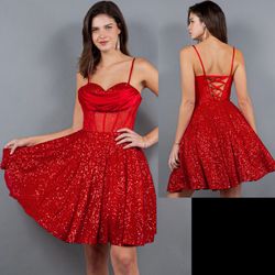 New With Tags Corset Bodice Sequin Short Formal Dress & Homecoming Dress $105