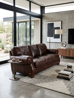 Brown leather couch!