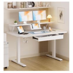 Electric stand up desk with drawer