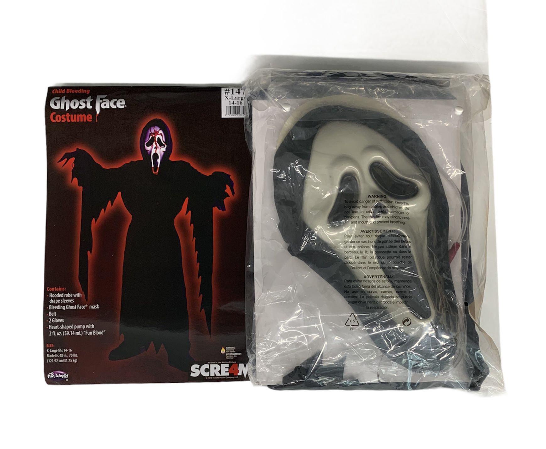 Scream SCRE4M Bleeding Ghost Face Costume  XL Size 14-16 Child