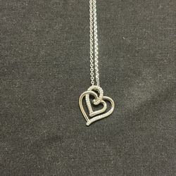 Hallmark Diamonds Double Heart Necklace 1/15 ct tw Sterling Silver 