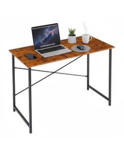 44 Inch Computer Desk with Storage Bag & Headphone Hook, Writing Study Table for Bedroom and Office, Durable X-Frame, Supports 265 lbs，Rust