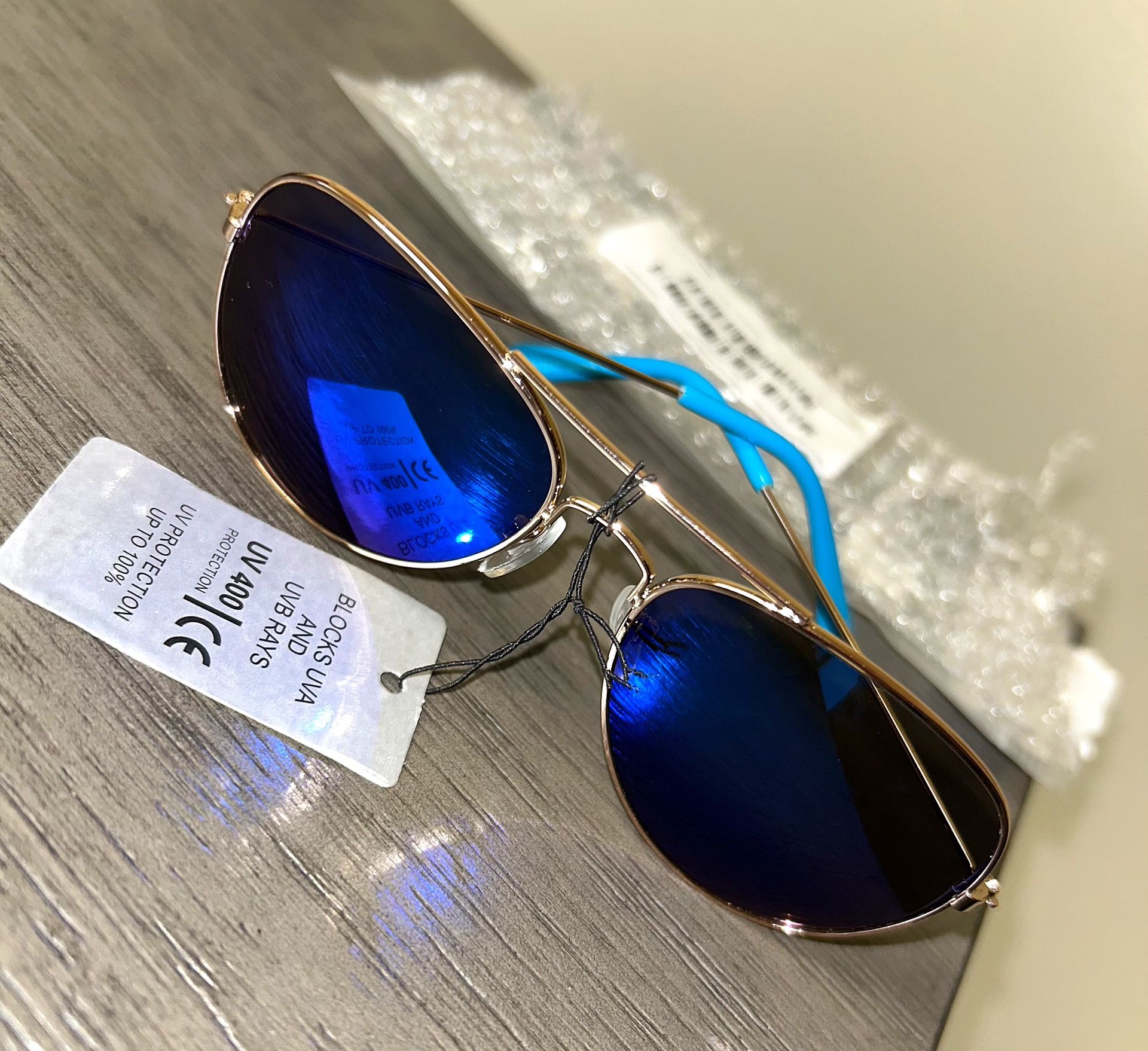 Fashion Nova Aviator Style Blue Sunglasses