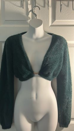 Savage X Fenty Cropped Sweater In Hunter Green