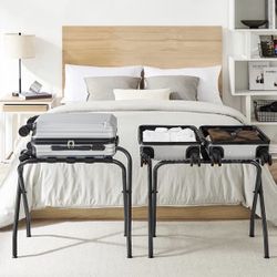 Folding Luggage Rack, Pack of 2, Black