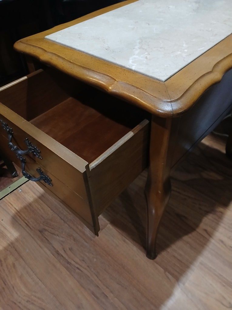 Antique Marble Top End Table 