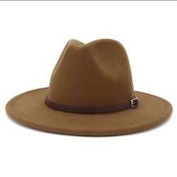 Unisex Wool Flat Brim Fedora Hat