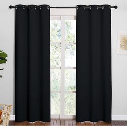 NICETOWN Black Blackout Curtains for Living Room 42 x 84 inches 2 Panels Thermal Insulated Soft Fabric Privacy Protection Sound Reducing Drapes Room D