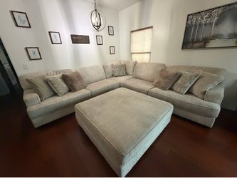 L- Shaped Couch: 3 Piece Sectional with Matching Oversized Ottoman