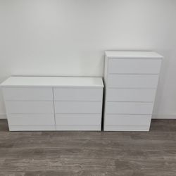 WHITE DRESSER AND CHEST - CÓMODA Y GAVETERO  COLOR BLANCO 