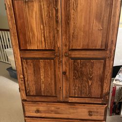 Wood Stained Armoire w/ Shelves