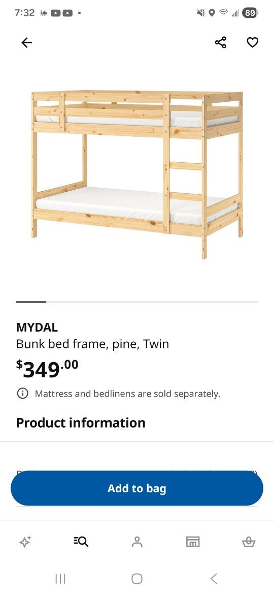 Bunk bed frame Twin