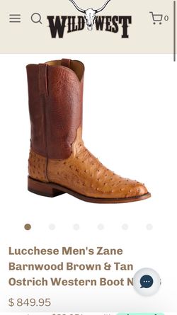 Ostrich Wild West boots brown size 10 cowboy vaquero