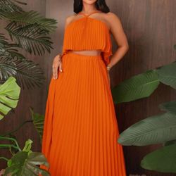 Pleated Chiffon Cami Top & Skirt
