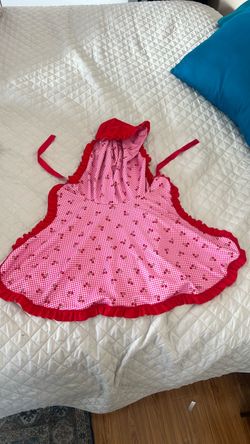 🍒 Women’s Cherry Gingham Apron – Retro/Vintage Style