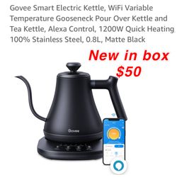 New Govee Smart Electric Kettle, WiFi Variable Temperature Gooseneck Pour Over Kettle and Tea Kettle, Alexa Control, 1200W Quick Heating$50