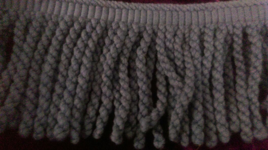 Blue fringe upholstery trim