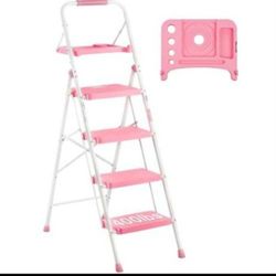 BONTEC 4-Step Ladder, Folding Step Stool with Tool Platform, Wide Anti-Slip Pedals, Max Load Capacity 400lbs Sturdy Steel Ladder, Lightweight Portable