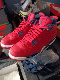 Air Jordan 4 Red Leather Sneakers